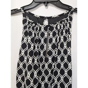 White House Black Market Black White Geometric Print Sleeveless Jumpsuit Size XS